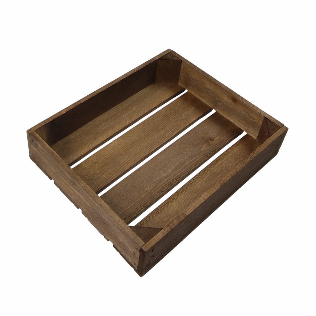 GN1 2 Gastronorm Rustic Brown Slatted Box Display Unit 325x265x68