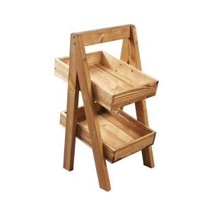 Distressed Rustic Slim 2-Tier Slanted Wooden A-Frame Display Stand 285x246x500