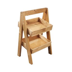Distressed Rustic 2-Tier Slanted Wooden A-Frame Display Stand 316x250x500