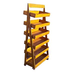 Rustic 5-Tier Slanted Wooden A-Frame Display Stand 750x400x1800