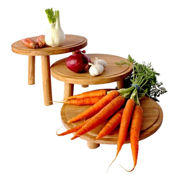 Milking-Stool-290DiaSET-OAK-OIL Oak Milking Stool Risers