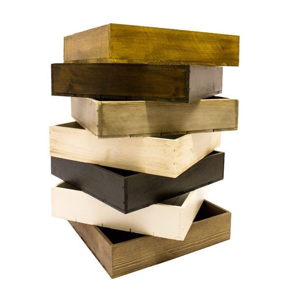 Stained Square Rustic Box Tray Stained Square Rustic Box Tray