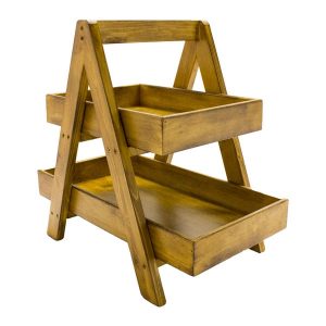 Rustic 2-Tier Double Sided Level Wooden A-Frame Display 450x270x420