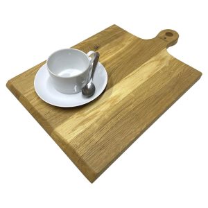 Hewn Edge Oak Paddle 460x300x18 with coffe cup