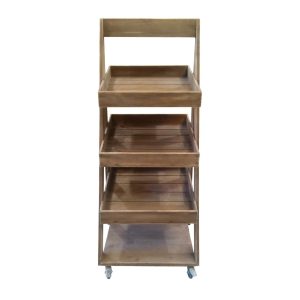 rustic 1300mm 3-tier slanted wooden a-frame display stand front view