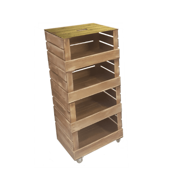 4 Crate Rustic Mobile Tower Storage Unit 500x370x1110