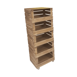 5 Crate Rustic Mobile Tower Storage Unit