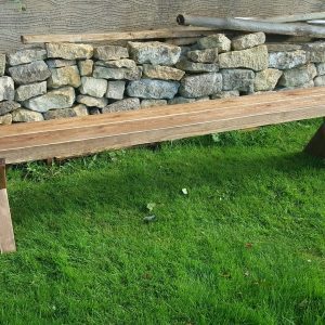 rustic farmhouse bench outside