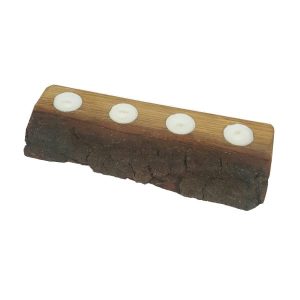rustic bark oak tea light holder