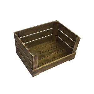 brown drop front rustic crate