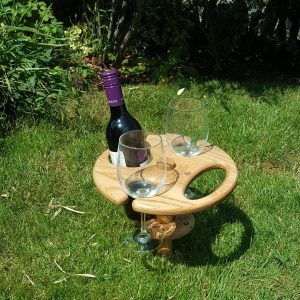 Garden Wine Waiter Oak Garden Wine Holder Ligneus UK