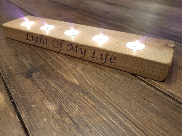 oak 4 tea light holder Plain Oak Tea Light Holder