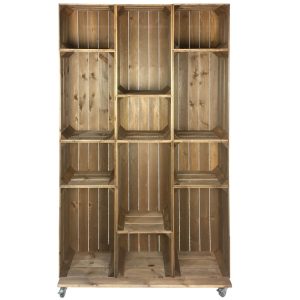 Wide 12 Mobile Brown Crate Display 1115x297x1900