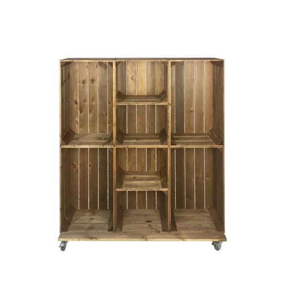 Wide 8 Mobile Brown Crate Display 1115x297x1300