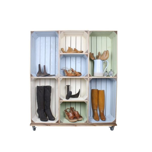 Wide 8 Mobile Colour Burst Crate Display 1115x297x1300 in use