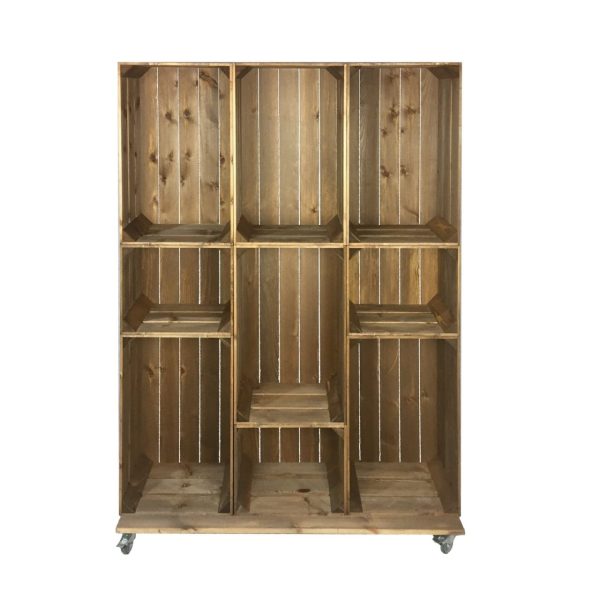Wide 9 Mobile Brown Crate Display 1115x297x1600