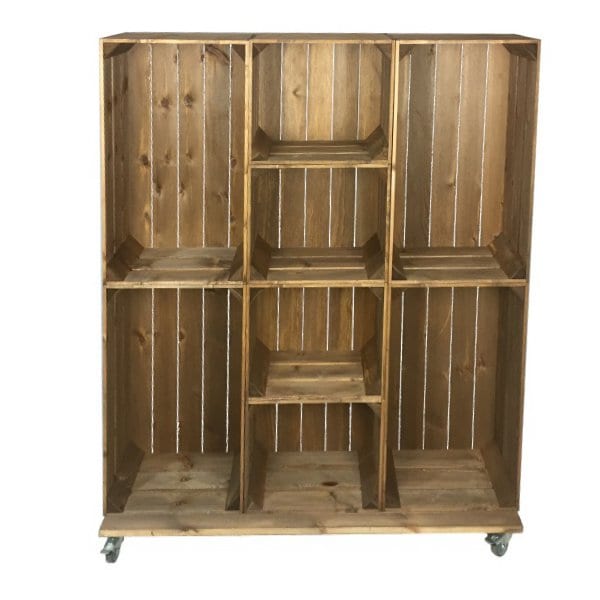 Wide 8 Mobile Brown Crate Display