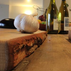 rustic bark edged oak chopping board