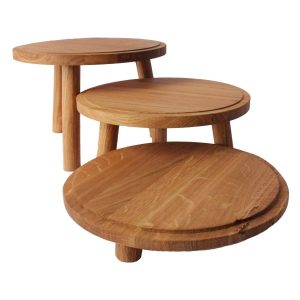 oiled oak milking stools set plain