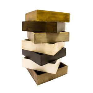 high depth stacked stained box trays