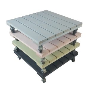 large painted pot stand stacked plain