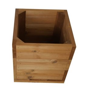 small square thermowood planter sideview plain