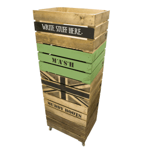 stacked themed crates