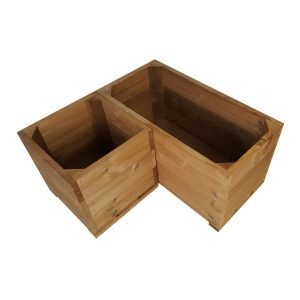 thermowood corner square planter set plain