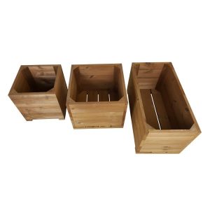 thermowood triple square planter set plain