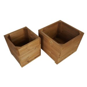 thermowood double square planter set plain