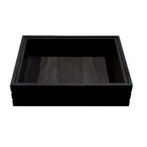 Black Large Ribbed Hospitality Trolley Oak Stacker Box