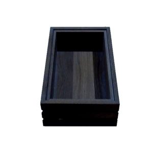 Black Small Ribbed Hospitality Trolley Oak Stacker Box