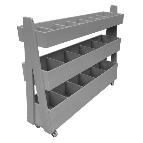Mobile Gretton Grey Painted 3-Tier Impulse Queue Divider Display Stand 1200x260x940