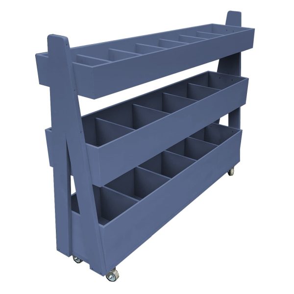 Mobile Kingscote Blue Painted 3-Tier Impulse Queue Divider Display Stand 1200x260x940