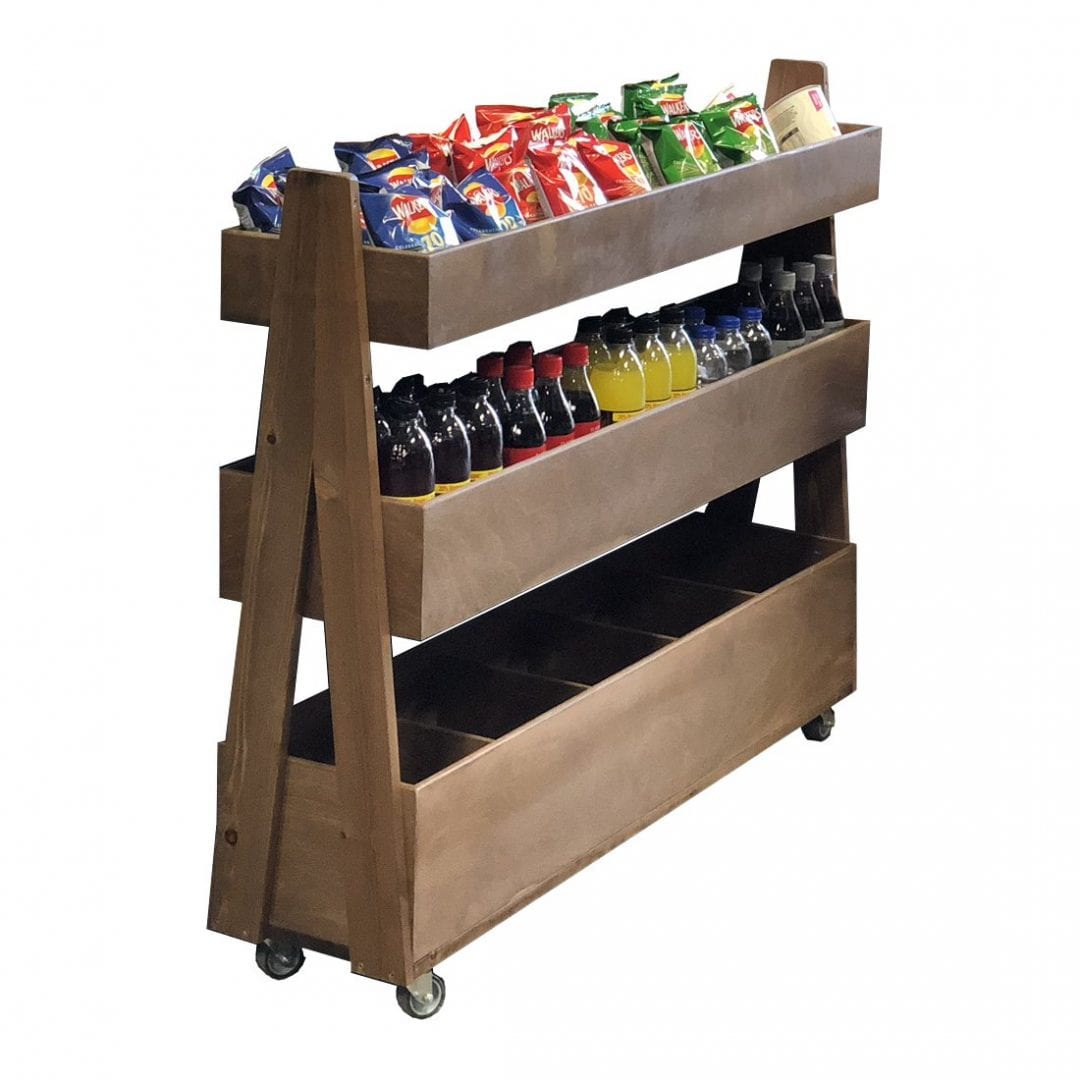 Rustic Brown 3-Tier Queue Divider Display Stand 1200x260x940 | Ligneus