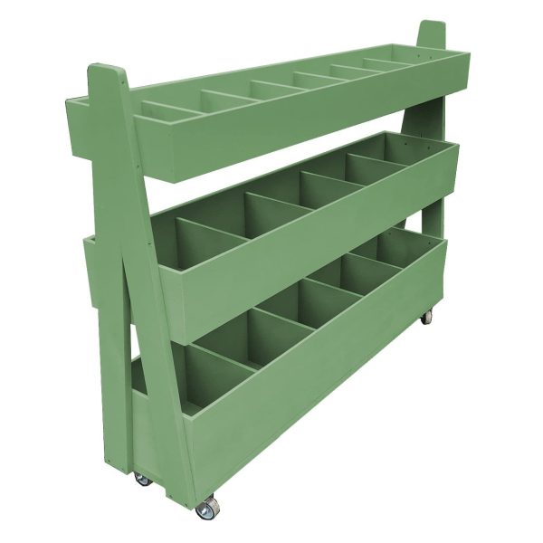 Mobile Tetbury Green Painted 3-Tier Impulse Queue Divider Display Stand 1200x260x940