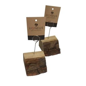 two bark edged oak ticket holders with coiled ring plain