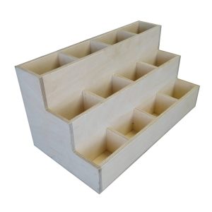 Stained 3 Tier 12 Compartment Cutlery and Condiment Holder