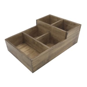 Distressed Rustic 2-Tier 5 Compartment Cutlery & Condiment Holder 360x240x120