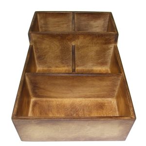 Distressed Stained 2 tier 5 compartment cutlery and Condiment unit
