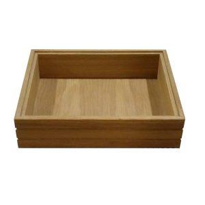 Large Ribbed Hospitality Trolley Oak Stacker Box