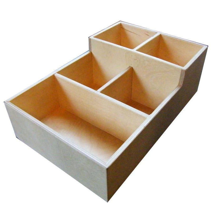 Rustic 2 Tier 5 Compartment Cutlery Condiment Holder 360x240x120