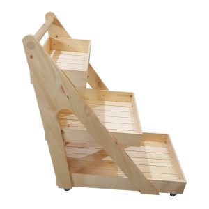 Natural Stained 3 tier trolley on casters without inserts profile plain