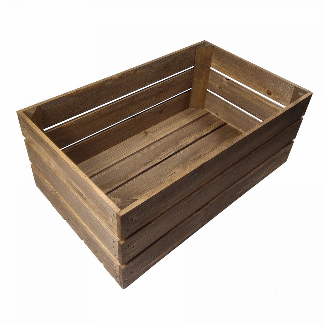 GN1/1 Gastronorm Rustic Brown Slatted Box Display Unit 530x325x208