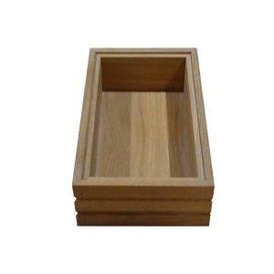 Small Ribbed Hospitality Trolley Oak Stacker Box