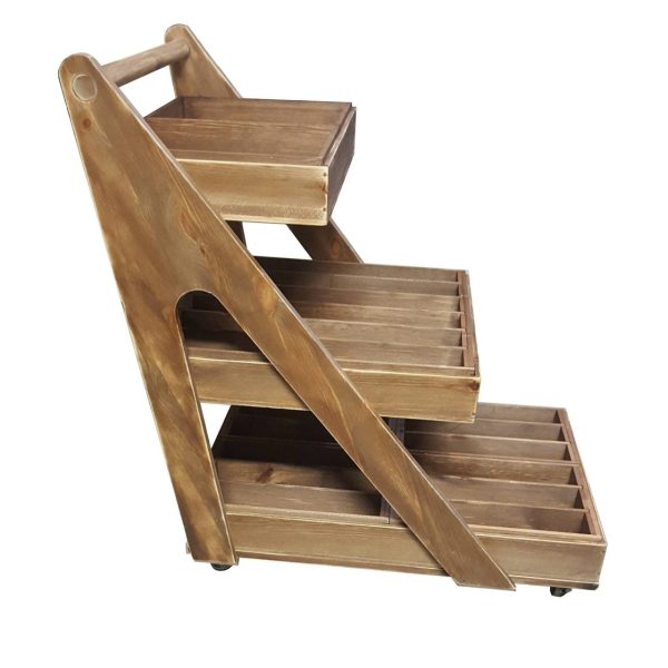 Rustic 3-Tier A-Frame Trolley on Casters