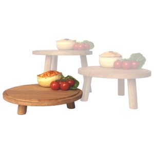 lacquered low oak milking stool in set