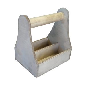 light oak stained wooden condiment caddy plain