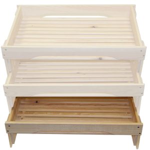low GN1/1 rustic slatted tray riser in set