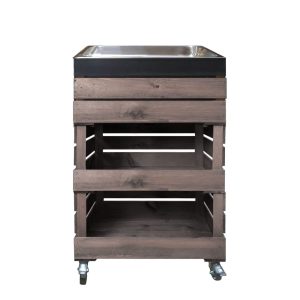 Rustic Crate Gastronorm Trolley with Drop Fronts and Blackboard Panel 525x325x820